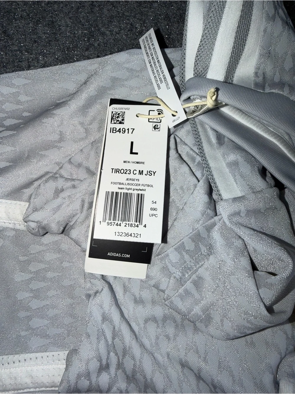 adidas Men’s Light Gray V-Neck Athletic Jersey